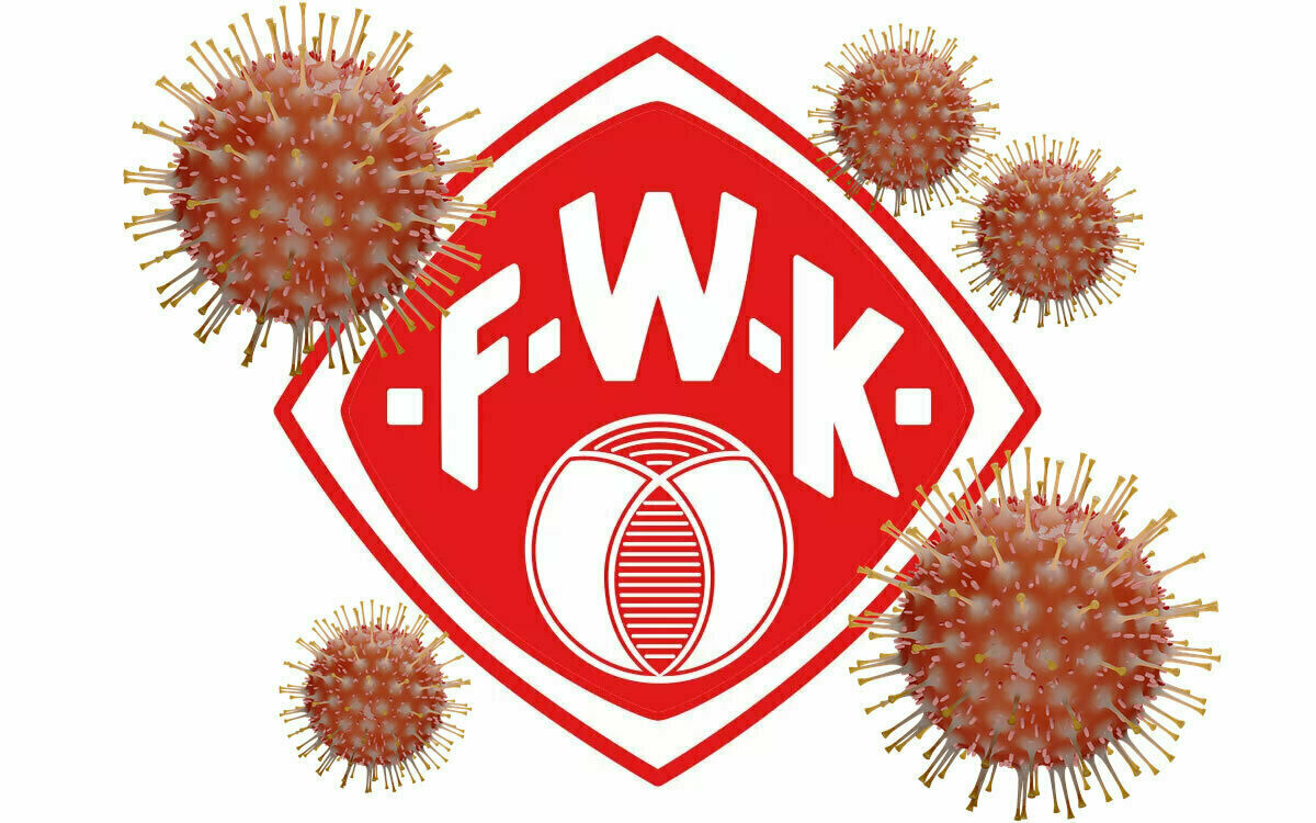 Logo der Würzburger Kickers mit Corona Viren Logo der Würzburger Kickers mit Corona Viren
